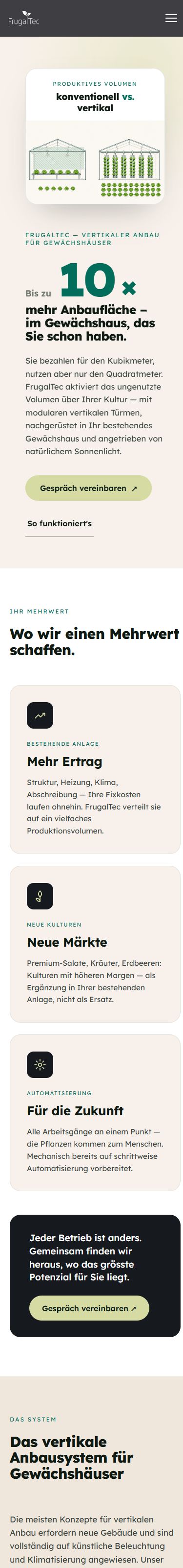 Mobile Website von FrugalTec